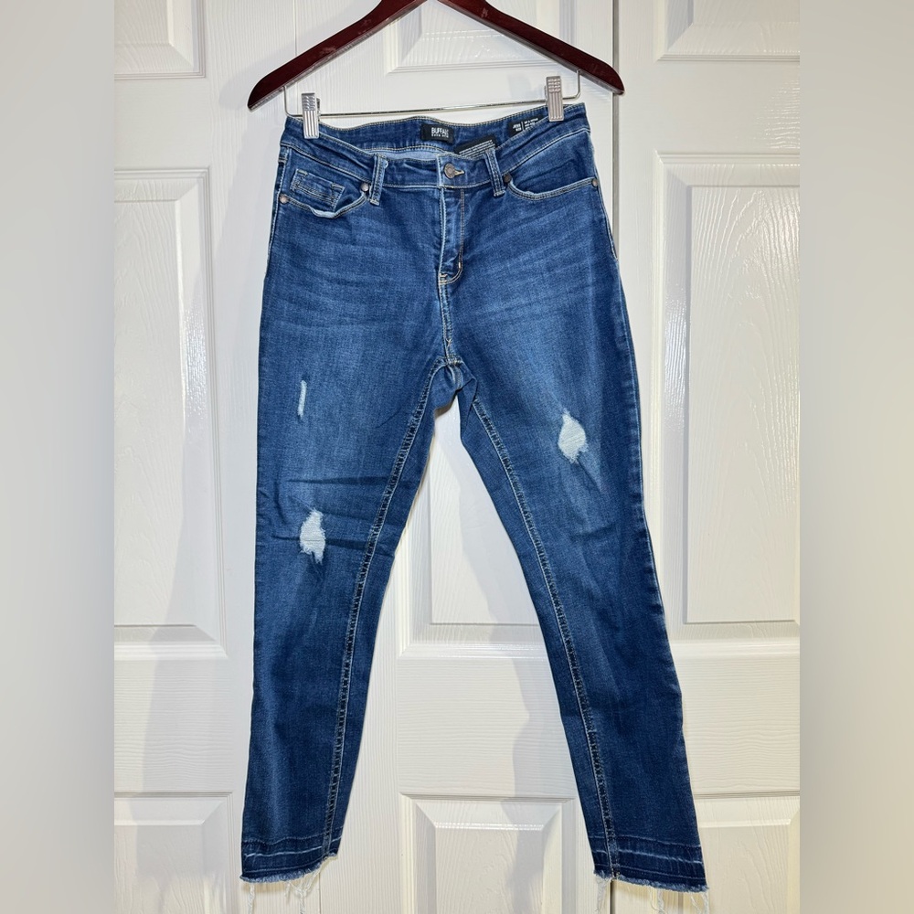 Buffalo David Bitton Jess Dark Wash RIP & REPAIR MID-RISE SKINNY 6/28